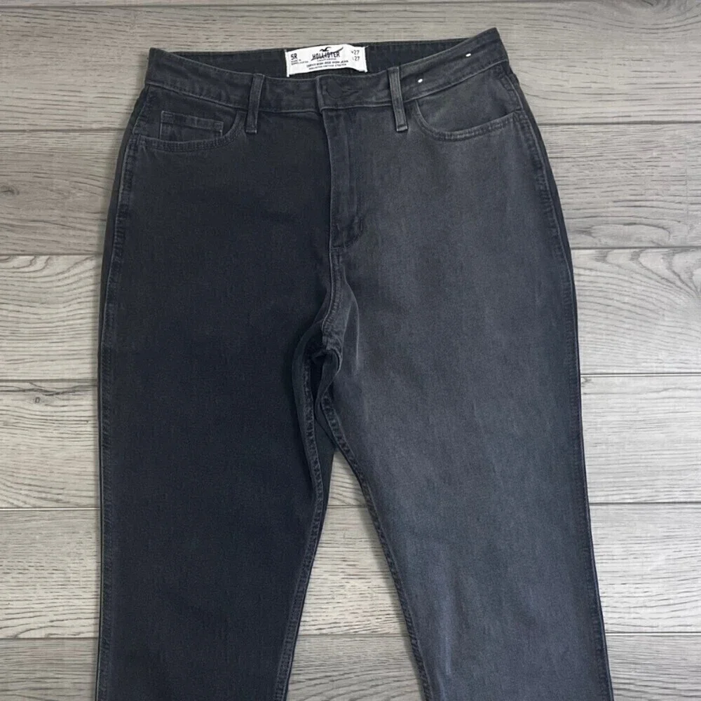 Hollister Size 27 Curvy High Rise Colorblock Black Cotton Denim Mom Jeans Y2K